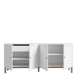 Wyld Haus Sofia Light Grey And Oak Wood Sideboard 4 Doors 1 Drawer Wide - thumbnail 6