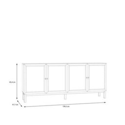 Wyld Haus Sofia Light Grey And Oak Wood Sideboard 4 Doors 1 Drawer Wide - thumbnail 7