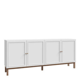 Wyld Haus Sofia Light Grey And Oak Wood Sideboard 4 Doors 1 Drawer Wide - thumbnail 3