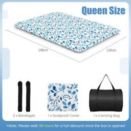 Costway Small Double Japanese Tatami Mat Floor Futon Mattress 190 X 120 X 10 Cm-Blue - thumbnail 2