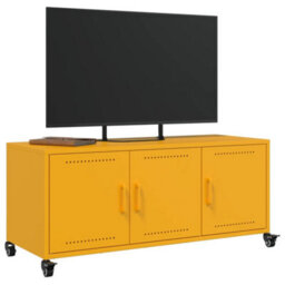 Berkfield Durable Tv Cabinet Mustard Yellow 100.5X39X43.5 Cm Steel - thumbnail 5