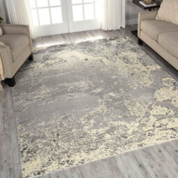 Grey Luxurious Modern  Abstract Viscose Wool Rug For Living Room, Bedroom - 259Cm X 351Cm - thumbnail 2
