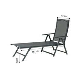 Out & Out Original Bjorn Outdoor Black Sun Lounger Sun Bed Recliner - thumbnail 3