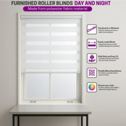 Furnished Day And Night Roller Blinds - White Striped Roller Shades For Windows And Doors (W)180Cm (L)165Cm - thumbnail 4