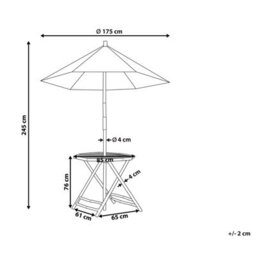 Beliani Bistro Table Molise 85 Cm 85 Cm Bamboo Light Brown - thumbnail 3