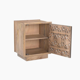 Furniturebox Uk Rainier Square Walnut Wood 1 Door Decorative Side Table - thumbnail 4