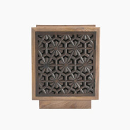 Furniturebox Uk Rainier Square Walnut Wood 1 Door Decorative Side Table - thumbnail 3
