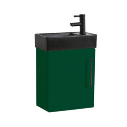 Homestylestore 400mm Dark Green Wall Hung Bathroom Vanity Unit Black Basin And Black T Bar Handle - thumbnail 1