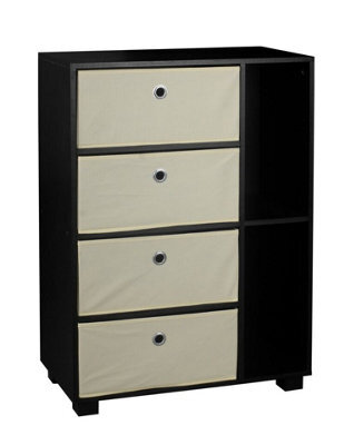 Urbn-Living Urbnliving Height 84Cm Wooden 6 Section Black Bookcase And White Drawer - image 1