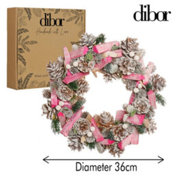 Dibor Traditional Pastel Pink Driftwood Front Door Autumn Wreath Winter Spring Wreath 33Cm - thumbnail 5