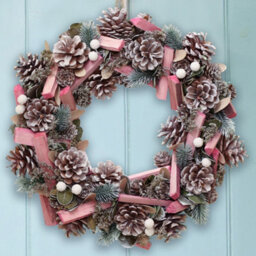 Dibor Traditional Pastel Pink Driftwood Front Door Autumn Wreath Winter Spring Wreath 33Cm - thumbnail 2
