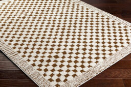 Livabliss Freud-Modern Ivory Brown High Pile Checkered Living Dining Bedroom Rug 120 X 170 Cm Easy Care, Non Shedding - thumbnail 6