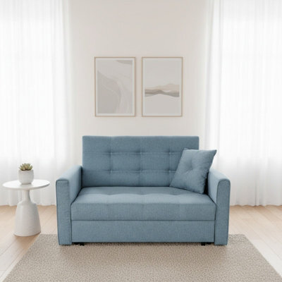 Armchair Viva Lux Ii With Sleeping Function And Storage Chipboard Wooden Frame Springs Foam 133X98X85Cm Blue - image 1