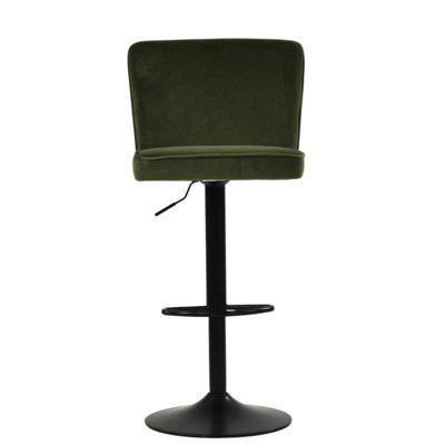 Lakeland Furniture Polperro Olive Green Velvet Black Fixed Base Bar Stool - image 1