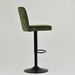 Lakeland Furniture Polperro Olive Green Velvet Black Fixed Base Bar Stool - thumbnail 5