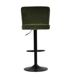Lakeland Furniture Polperro Olive Green Velvet Black Fixed Base Bar Stool - thumbnail 1