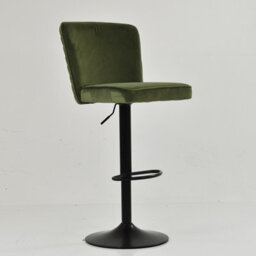 Lakeland Furniture Polperro Olive Green Velvet Black Fixed Base Bar Stool - thumbnail 4