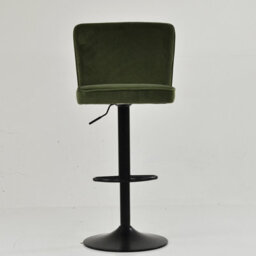 Lakeland Furniture Polperro Olive Green Velvet Black Fixed Base Bar Stool - thumbnail 3