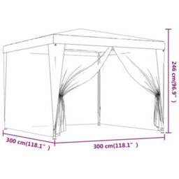 Walplus Party Tent Garden Gazebo Canopy With 4 Mesh Sidewalls Blue 3X3 M Hdpe - thumbnail 7