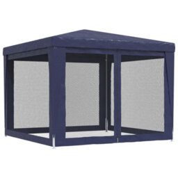 Walplus Party Tent Garden Gazebo Canopy With 4 Mesh Sidewalls Blue 3X3 M Hdpe - thumbnail 5