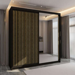 Sliding Wardrobes 4 u LTD Sliding Wardrobes 4U Ronal 2&3 Sliding Door Wardrobe With Mirror Panel Available In 4 Colors - (Black/oak W150Cm, H217Cm) - thumbnail 1