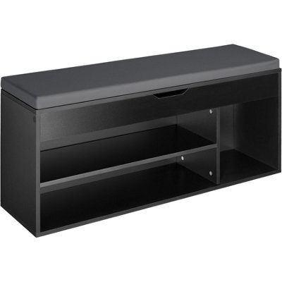 Tectake Shoe Rack Natalya - 4 Storage Spaces, Bench Seat Cushion, For 9 Pairs Of Shoes - 104 Cm - Black - image 1