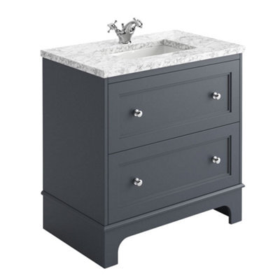 Plum&clay Beckett Blue Grey Floor Standing Traditional Bathroom Vanity Unit & Basin (W)800mm (H)850mm - image 1