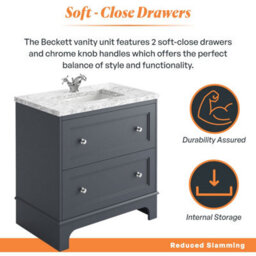 Plum&clay Beckett Blue Grey Floor Standing Traditional Bathroom Vanity Unit & Basin (W)800mm (H)850mm - thumbnail 5