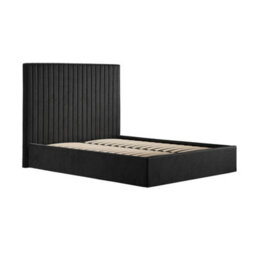 Wyld Haus Dublin 5Ft King Ottoman Bed Black Velvet Tall Ribbed Headboard - thumbnail 3