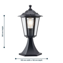 First Choice Lighting Set Of 2 Eversham Black Six Sided Ip44 Outdoor Post Lights - thumbnail 6