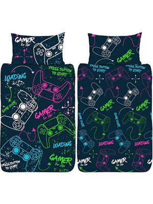 Gamer For Life Neon Single Duvet Cover Set - image 1