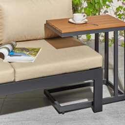 Wyld And Coco Lumagarden Side Table - Plastic Wood Slatted Top, Powder-Coated Aluminium Frame, Compact Rectangular Outdoor Table - thumbnail 2