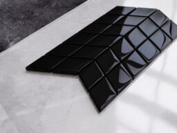 Ilcom Glass Mosaic On Mesh For Bathroom Or Kitchen 172mm X 298mm - Mini Black Chevron - thumbnail 2