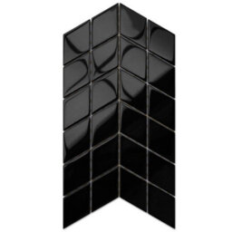 Ilcom Glass Mosaic On Mesh For Bathroom Or Kitchen 172mm X 298mm - Mini Black Chevron - thumbnail 1