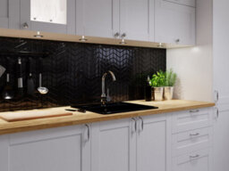 Ilcom Glass Mosaic On Mesh For Bathroom Or Kitchen 172mm X 298mm - Mini Black Chevron - thumbnail 5