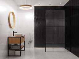 Ilcom Glass Mosaic On Mesh For Bathroom Or Kitchen 172mm X 298mm - Mini Black Chevron - thumbnail 4