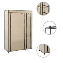 Berkfield Folding Wardrobe Cream 110X45X175 Cm Fabric - thumbnail 2