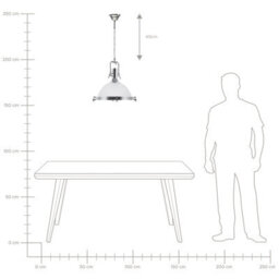 Wyld And Coco Industrial Pendant Lamp White Frosted Glass Bowl With Silver Metal Frame, Task Lighting, 38Cm Diameter, 114Cm Drop - thumbnail 8