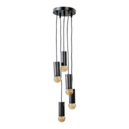 Valuelights Quintus Industrial 5 Way Matt Black Multi Drop Ceiling Pendant Light Fitting - thumbnail 1