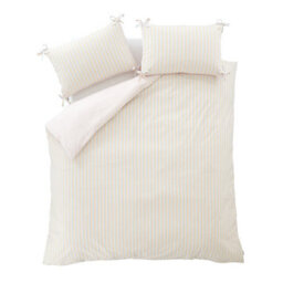 Catherine Lansfield Brighton Stripe Bow Trim Single Duvet Cover Set With Pillowcase Pastel - thumbnail 6