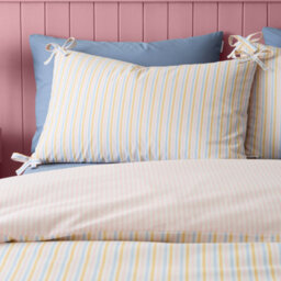 Catherine Lansfield Brighton Stripe Bow Trim Single Duvet Cover Set With Pillowcase Pastel - thumbnail 3