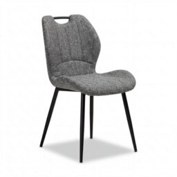 Rivington Dark Grey Fabric Dining Chair With Handle And Black Metal Legs - thumbnail 1