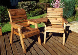 Charles Taylor Trading Twin Companion Set Angled - L90 X W180 X H98 Cm - Redwood - Minimal Assembly Required - thumbnail 2