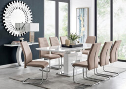 Furniturebox Uk Arezzo Large Extending Dining Table And 8 Cappuccino Lorenzo Chairs - thumbnail 1