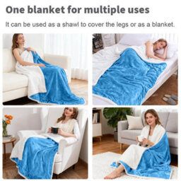 Aspire Homeware Sky Blue Sherpa Fleece Sofa Throw Blanket, King (L)240Cm X (W)200Cm - thumbnail 3