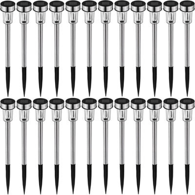 Tectake Solar Garden Lights Set Of 24 - Led, With Ground Spike, Automatic Switch-On - Silver - image 1