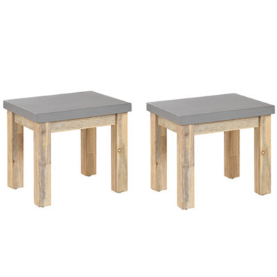 Beliani Set Of 2 Garden Chairs Ostuni Concrete Grey - image 1