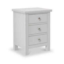 Cornish Dove Grey 3 Drawer Bedside Table - Fully Assembled By Roseland Furniture - thumbnail 1
