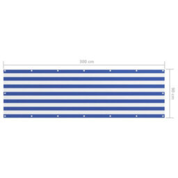 Berkfield Balcony Screen White And Blue 90X300 Cm Oxford Fabric - thumbnail 5