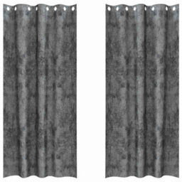 Berkfield Curtain With Curtains 2 Pcs Grey 260 X 140 Cm Velvet - thumbnail 2